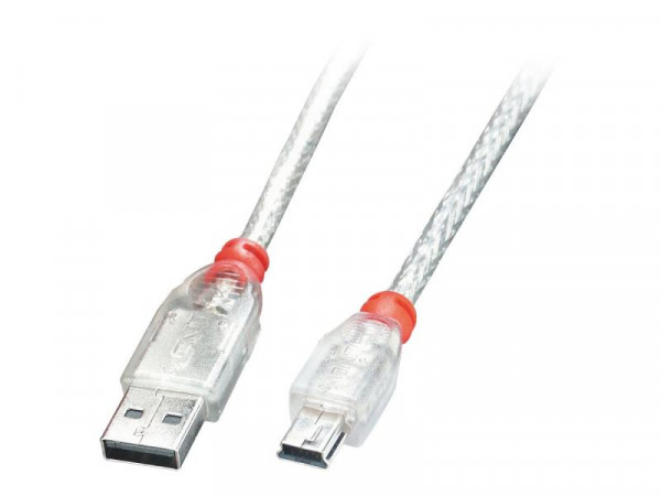 Lindy USB 2.0 Kabel Typ A/Mini-B transparent M/M 0.2m