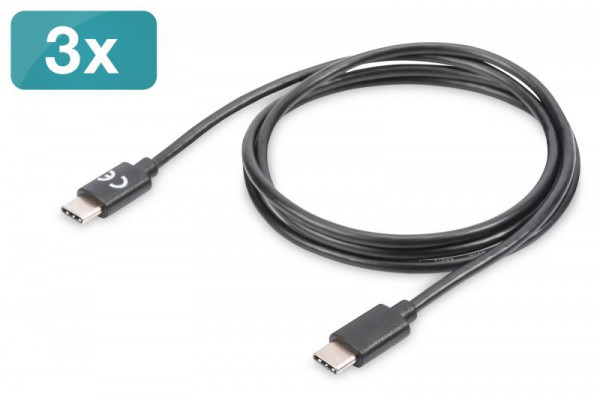 DIGITUS USB Type-C Ladekabel Set, Type-C - C, 1m, schwarz