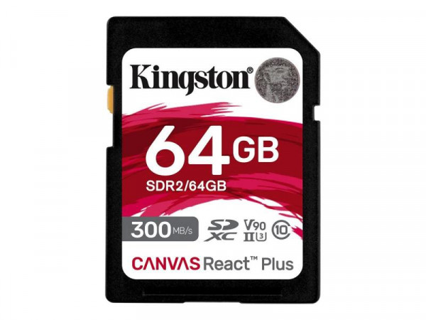 SD Card 64GB Kingston SDXC React+ 300R/260W Reader retail