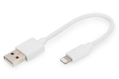 DIGITUS USB Kabel 2.0 A St. -> Lightning St., MFI 0,15M weiß
