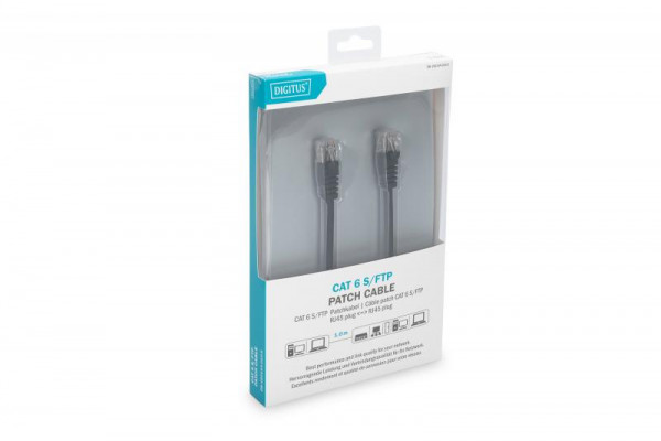DIGITUS Patchkabel, CAT6, RJ45 St/St, 1.0m, S-FTP,AWG27/7