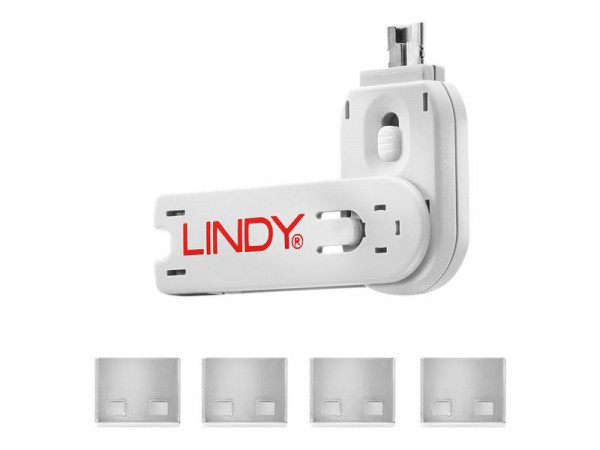 Lindy USB Portschlösser 4xWeiss mit Schlüssel