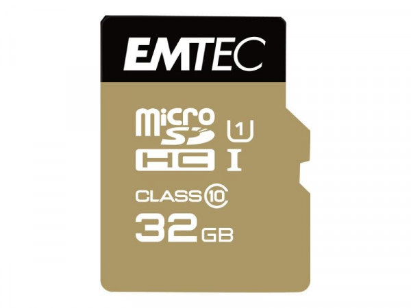 MicroSD Card 32GB Emtec SDHC UHS1 U1 CL.10 Gold + Adapter