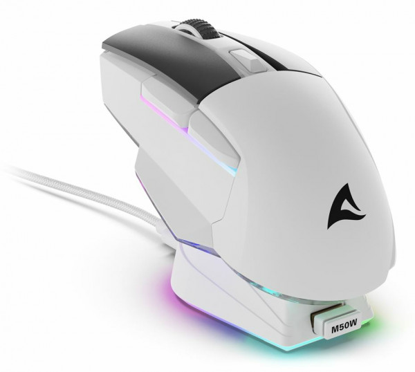 Sharkoon Maus Shark SGM50W Optisch 6 Tasten 6.400 DPI weiß