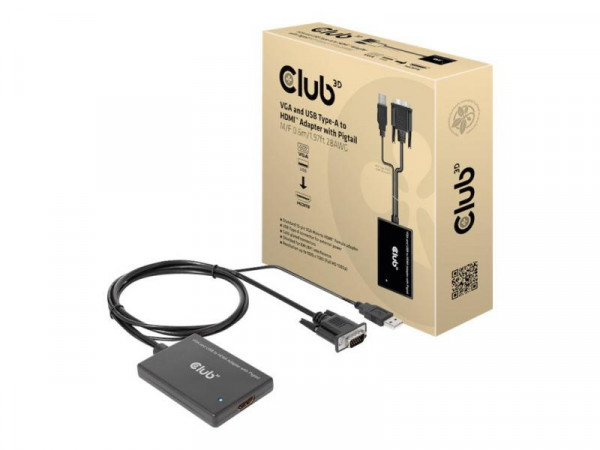 Club3D Adapter VGA + USB-A > HDMI 0,6m St/Bu