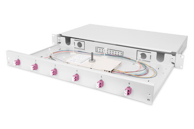 DIGITUS LWL Spleißbox 1HE bestückt 6x LC DX OM4 grau