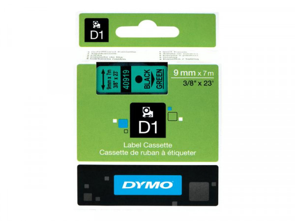 DYMO D1 Schriftband 9mmx7.0m schwarz->grün