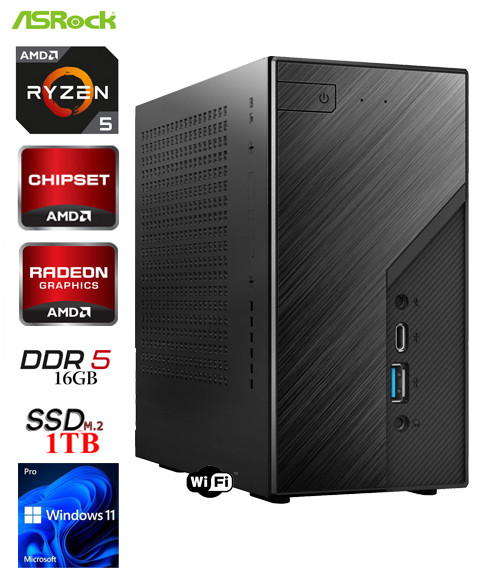 PC OfficeLine Mini: AMD Ryzen 5 7600 | 16GB | AMD Radeon Graphics | 1TB M.2 | WiFi | W11P