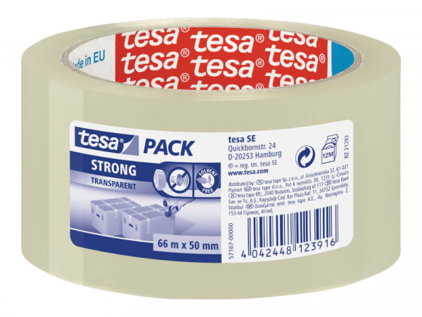 tesapack Strong 66m 50mm transparent -Packband-