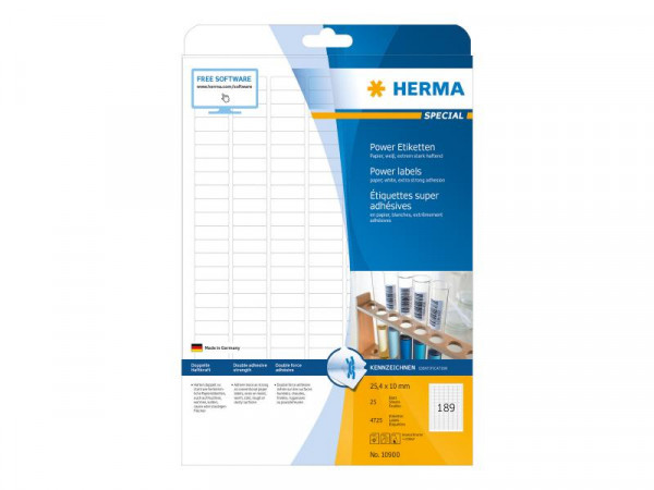 HERMA Etiketten A4 weiß 25,4x10 mm extrem haftend 4725 St.