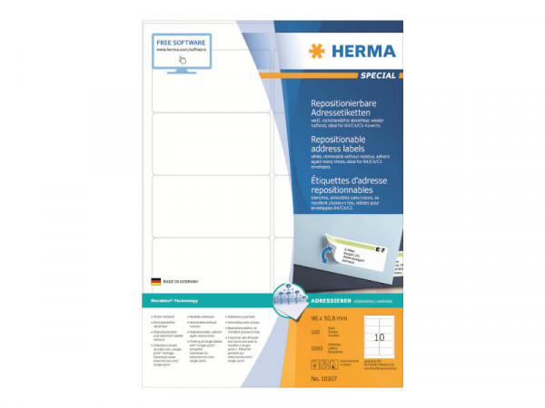 HERMA Adressetiketten A4 weiß 96x50,8 mm 1000 St.