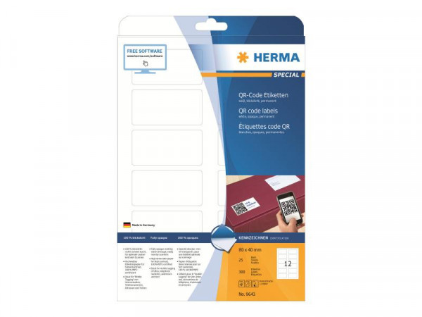 HERMA QR-Code Etik. A4 80x40 mm weiß 300 St.