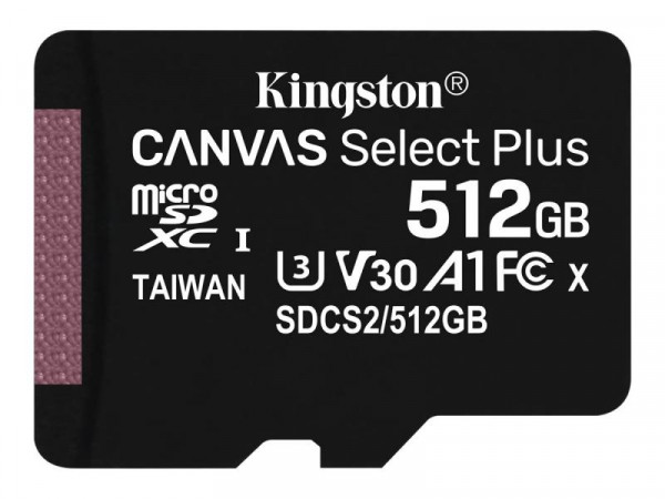 SD MicroSD Card 512GB Kingston SDXC Canvas+ (Class10) o.Ad