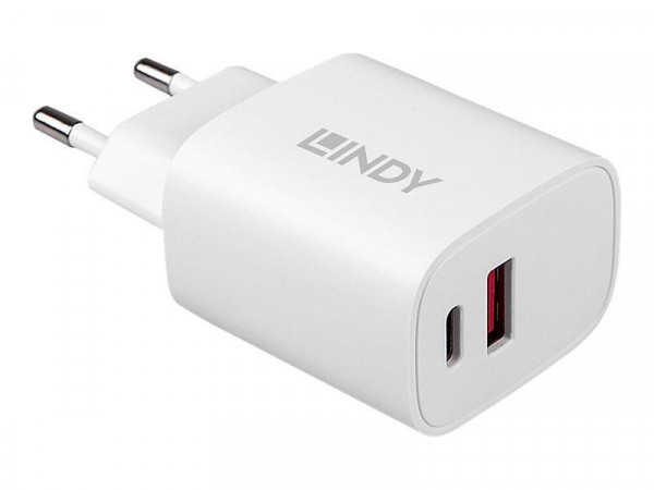 LINDY USB Typ A & C Charger 20W, weiß