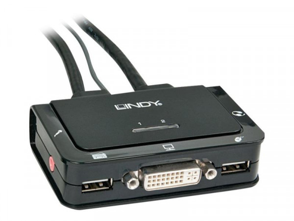 Lindy KVM Switch 2 Port DVI-D Single Link USB 2.0 Audio