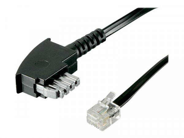 TAE-Kabel TAE-N -> RJ11 6P4C St/St 6.00m schwarz