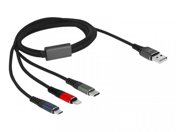 DELOCK USB Ladekabel 3in1 Lightning/Micro USB/USB Type-C 1m
