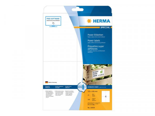 HERMA Etiketten A4 weiß 105x148 mm extrem haftend 100 St.