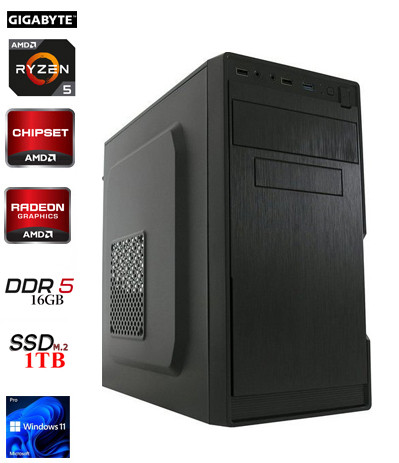 PC OfficeLine: AMD Ryzen 5 7600 | 16GB | AMD Radeon Graphics | 1TB M.2 | DVD | WiFi | W11P