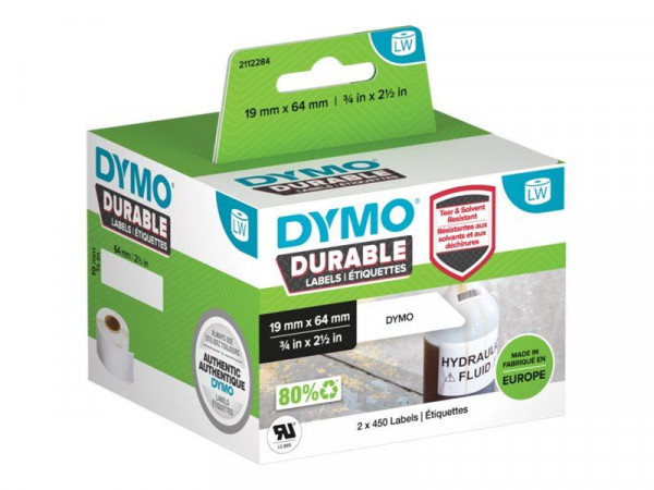 DYMO LW-Kunststoff-Etiketten 19x64mm 2x450 St weiß permanent