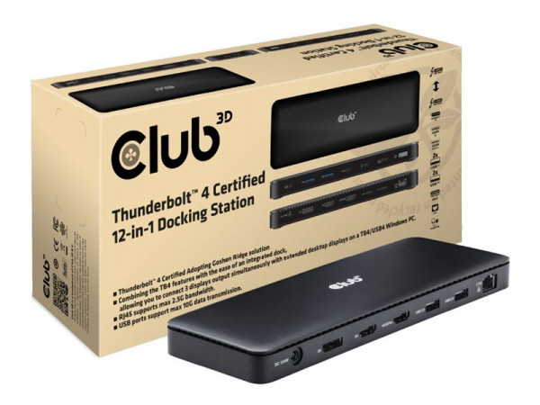 Club3D Thunderbolt4 12-in-1 Dockingstation 3 Displays