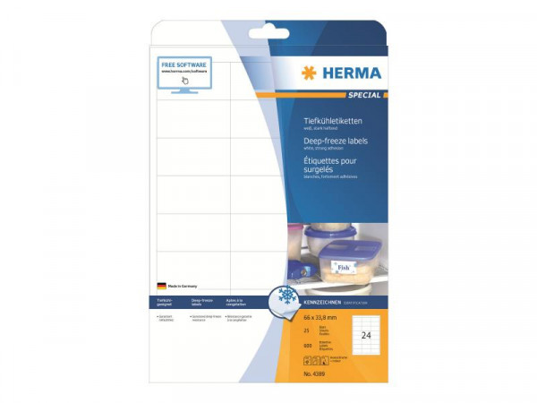 HERMA Tiefkühletiketten A4 weiß 66x33,8 mm Papier 600 St.