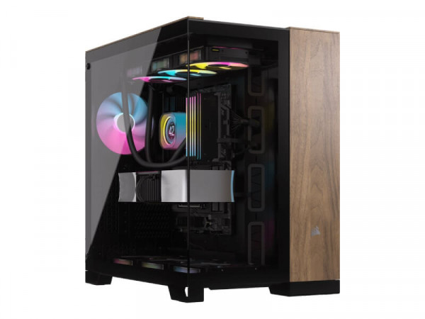 CORSAIR Geh Midi 6500X (Tempered Glass) Black/Walnut Wood