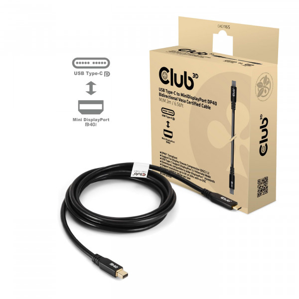 Club3D Kabel USB Typ C MiniDP 2.1 2m 8K30Hz