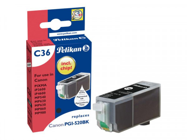 Pelikan C36 - Schwarz - Tintenpatrone (Alternative zu: Canon PGI-520BK)