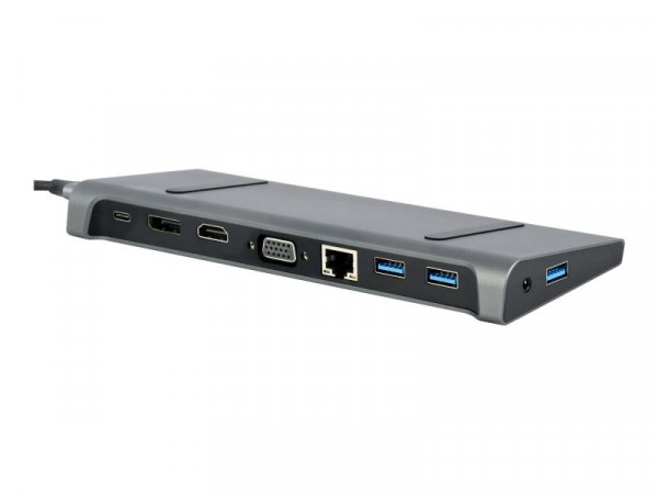gembird USB Typ-C 9-in-1 Kombi Adapter HUB+HDMI+DP+LAN grau