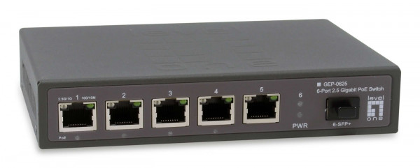 LevelOne Switch 6x GE GEP-0625 2.5GbE 57W 8xPoE+ sw