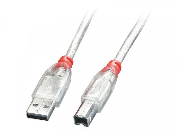 Lindy USB 2.0 Kabel Typ A/B transparent M/M 3m