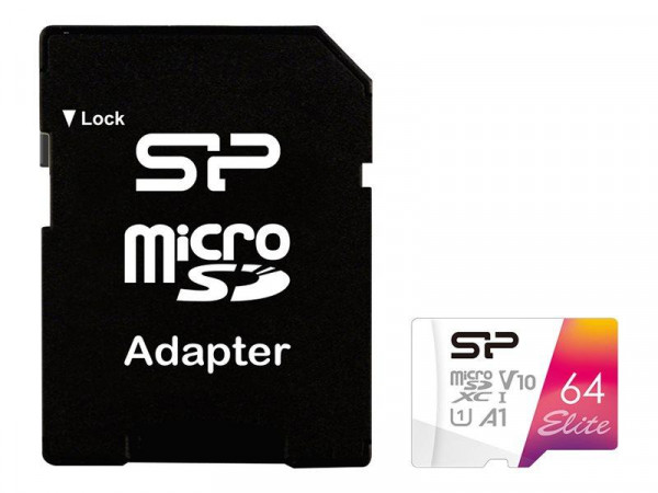 MicroSD Card 64GB Silicon Power UHS-1 Elite/CL.10 ink.AdNEU