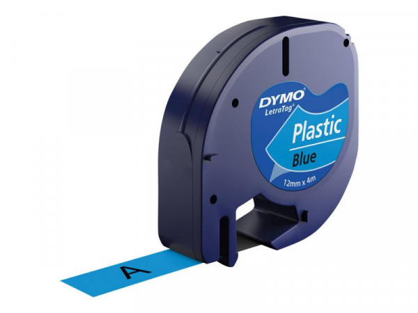DYMO LetraTag-Band, Plastik 12mm x 4m schwarz auf blau