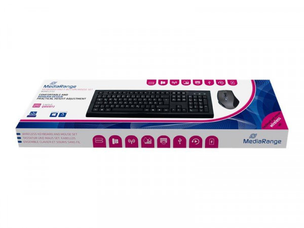 MediaRange Tastatur schnurlos inkl. 5 Tasten Maus wireless