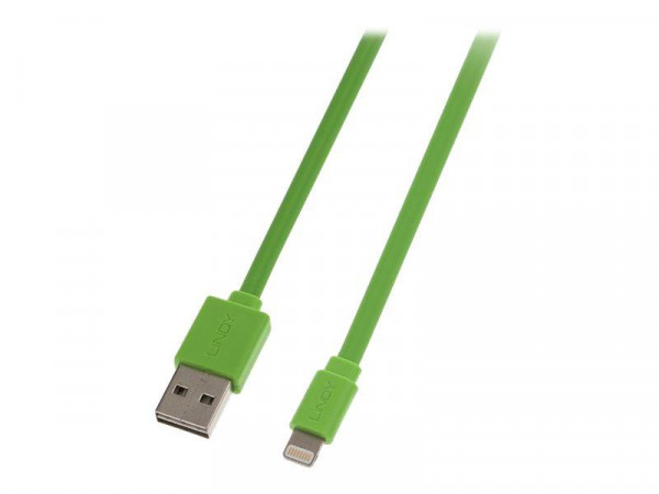 Lindy Reversibles USB an Lightning Flachbandkabel 1m grün