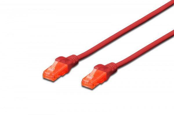 DIGITUS Patchkabel RJ45 U/UTP Cat6 1.00m rot Hebelschutz