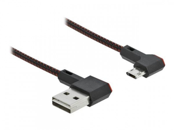 DELOCK USB-A 2.0 Steck.<Micro-B USB Steck.gewinkelt 0,2m SW