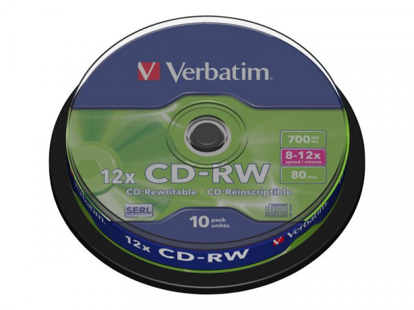 CD-RW Verbatim 700MB 10pcs Pack 12x Spindle Scratchresist
