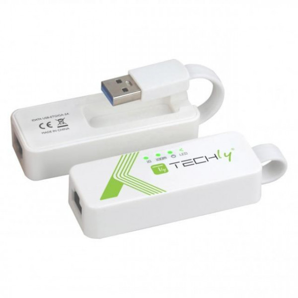 Techly USB 3.0 Superspeed auf RJ45 Gigabit 10/100/1000 Konve