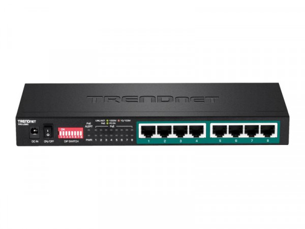 TRENDnet Switch 8-port Gbit PoE+ long range 200m 65W Metal