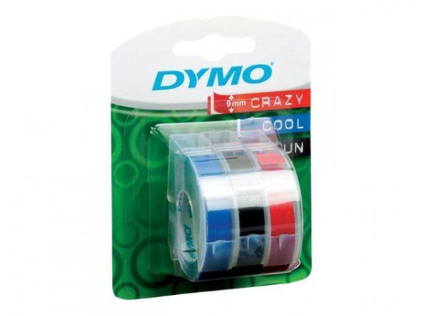 DYMO Prägeband 3er Packung 9mmx3.0m rot/blau/schw.