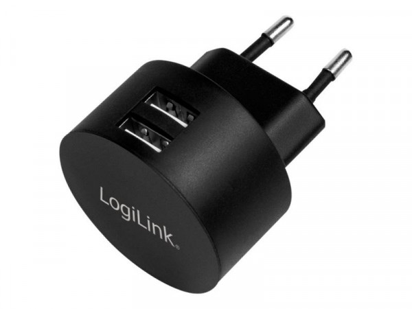 LogiLink USB Steckdosenadapter 2port,10.5W,Fast Charging,sch