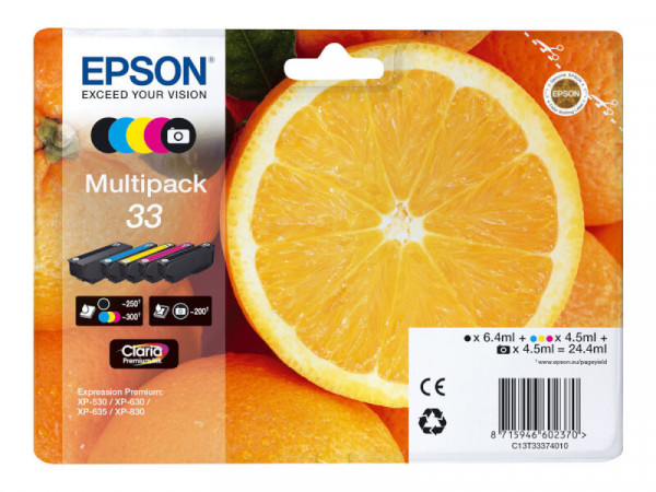 Patrone Epson 33 5er-Pack black + color T3337