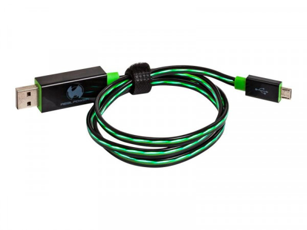 Kabel USB 2.0 A -> micro-USB B 0,7m green LED