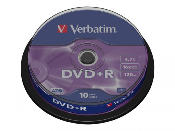 DVD+R Verbatim 4,7GB 10pcs Pack 16x Spindel azo silber