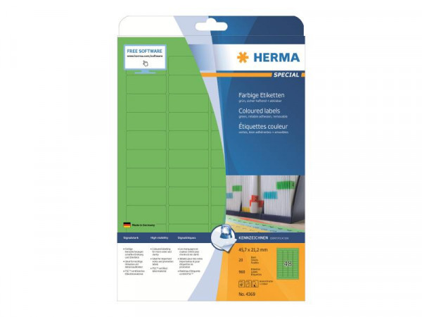 HERMA Etiketten A4 grün 45,7x21,2 mm Papier matt 960 St.