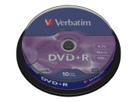 Vorschau: DVD+R Verbatim 4,7GB 10pcs Pack 16x Spindel azo silber Vorschau: DVD+R Verbatim 4,7GB 10pcs Pack 16x Spindel azo silber