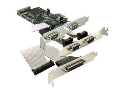 PCI Expr Card Delock 4x D-Sub9 ext + 1x D-Sub25 ext +LowP