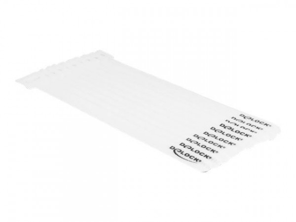 DELOCK Klett-Kabelbinder L 200 x B 12 mm weiß 10 Stück